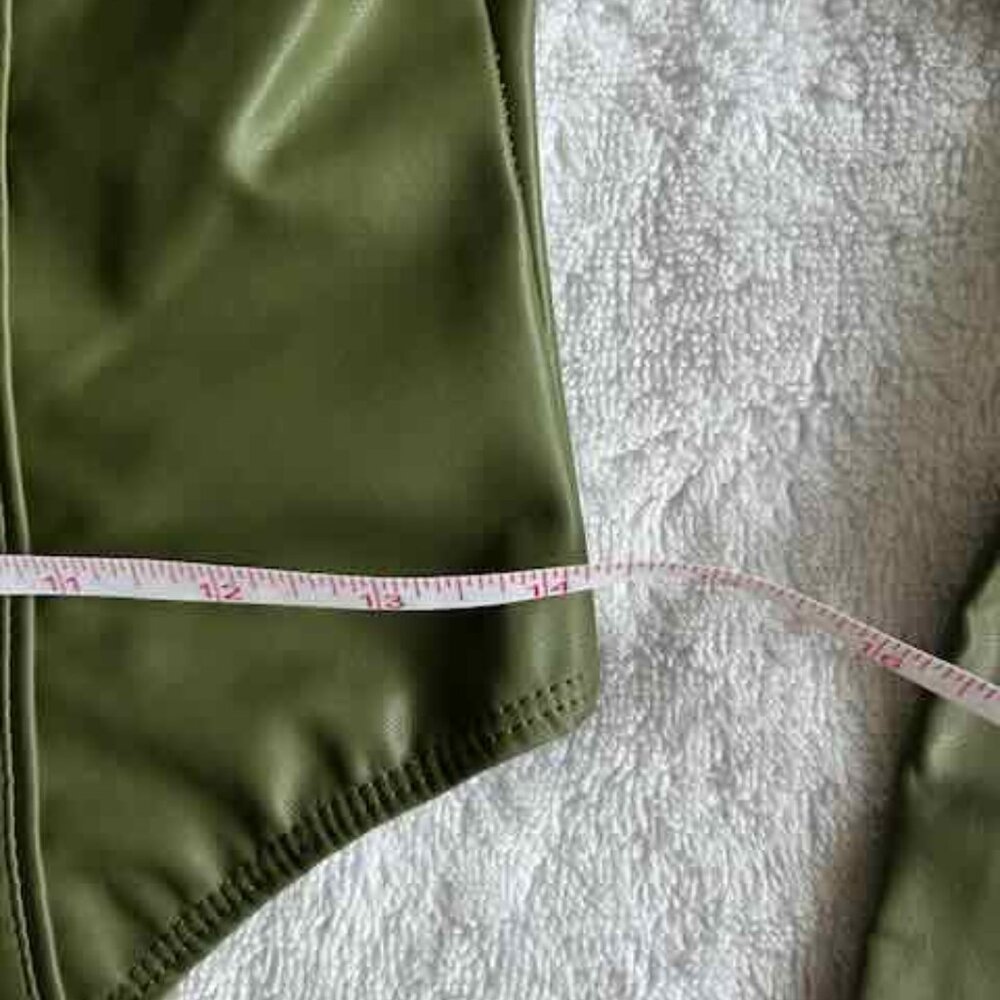 Adidas Ivy Park Olive Green Faux Leather Leotard Bodysuit - Women's Large - Picture 9 of 13